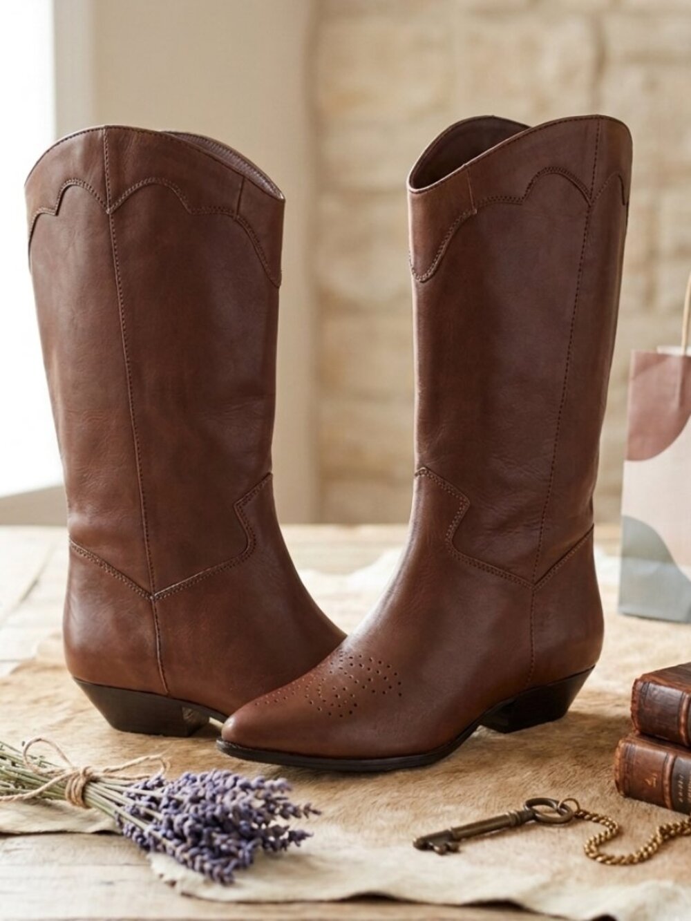 Catleia Womens 9 M Brown Leather Western Cowboy Boots Vintage Brazil